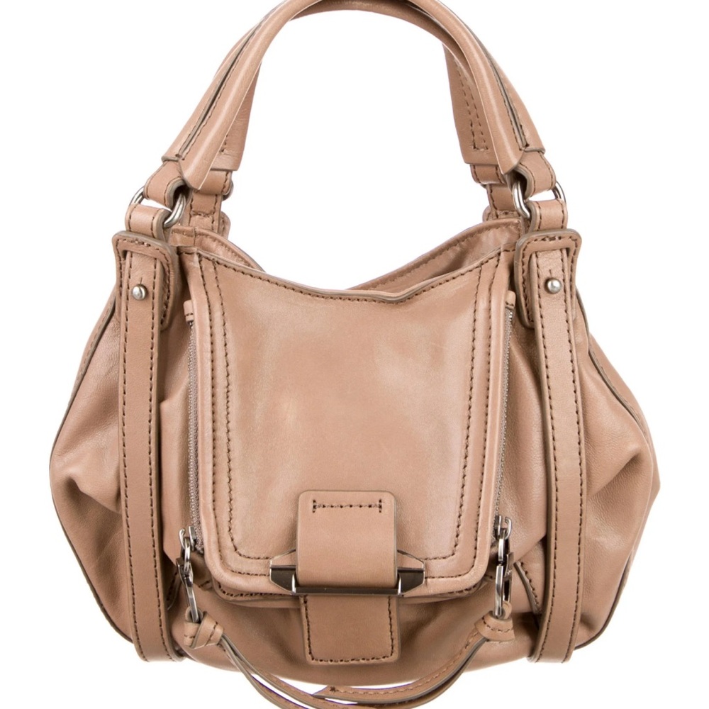 KOOBA JONNIE BROWN TAUPE LEATHER HOBO SHOULDER BAG